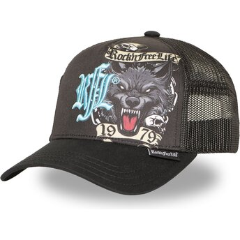 Lippikset kaareva rekka musta snapback N°266 Chained Wolf Rock’nFreeLife
