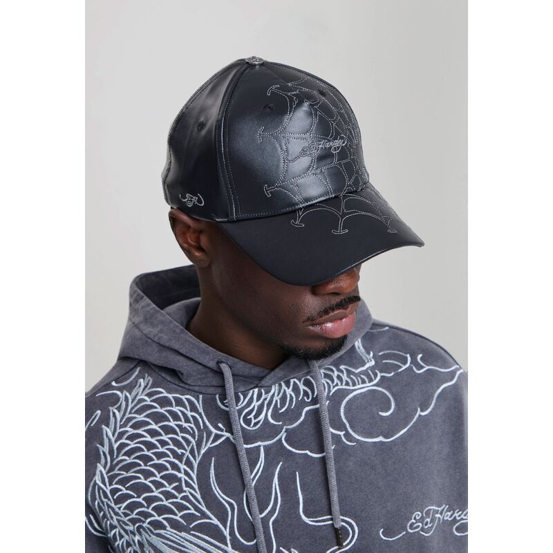 lippikset-kaareva-musta-saadettava-nauha-spiderweb-pu-leather-ed-hardy