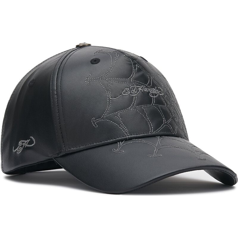 lippikset-kaareva-musta-saadettava-nauha-spiderweb-pu-leather-ed-hardy