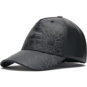 Lippikset kaareva musta säädettävä nauha Spiderweb PU Leather Ed Hardy
