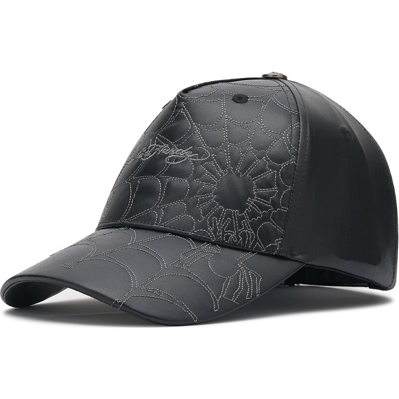 lippikset-kaareva-musta-saadettava-nauha-spiderweb-pu-leather-ed-hardy