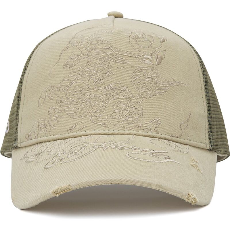 lippikset-kaareva-rekka-khaki-snapback-outline-ed-hardy