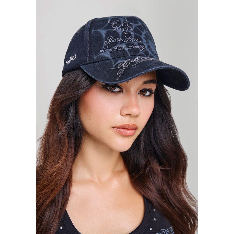 lippikset-kaareva-musta-snapback-spiderweb-ed-hardy