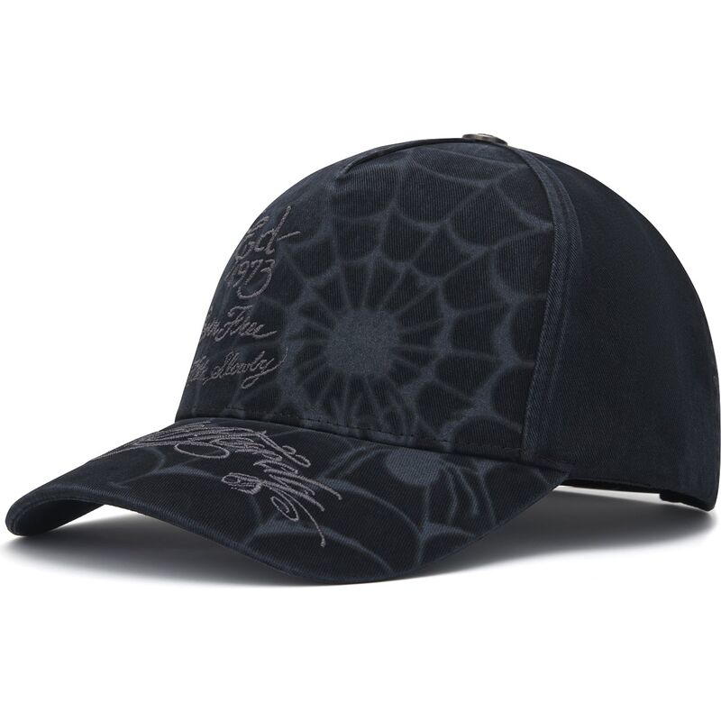 lippikset-kaareva-musta-snapback-spiderweb-ed-hardy