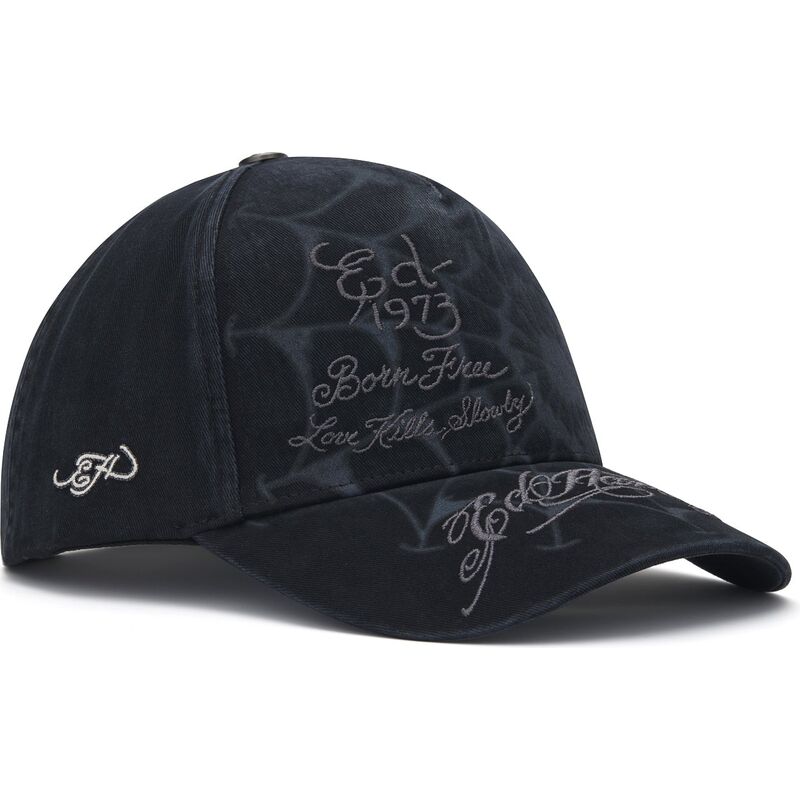 lippikset-kaareva-musta-snapback-spiderweb-ed-hardy