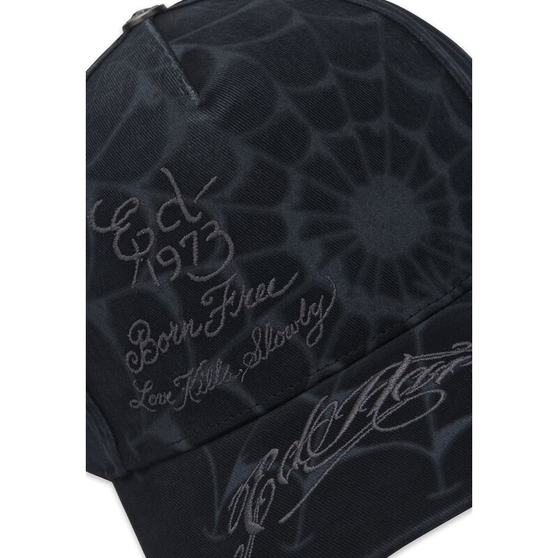 lippikset-kaareva-musta-snapback-spiderweb-ed-hardy