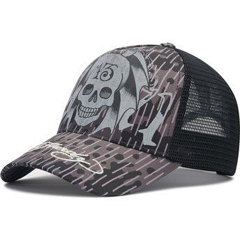 Lippikset kaareva rekka musta snapback 13 Skull Ed Hardy