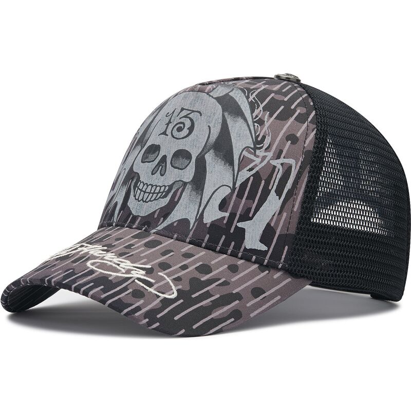lippikset-kaareva-rekka-musta-snapback-13-skull-ed-hardy