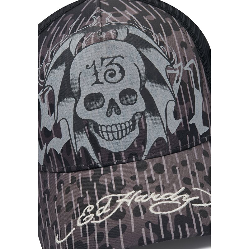 lippikset-kaareva-rekka-musta-snapback-13-skull-ed-hardy