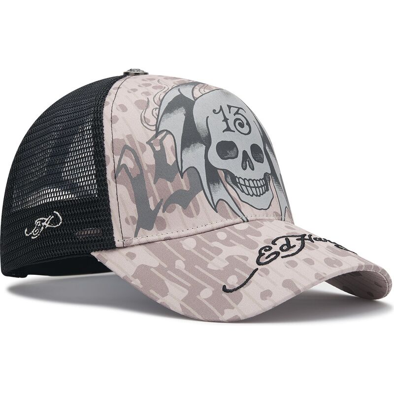 lippikset-kaareva-rekka-harmaa-snapback-13-skull-ed-hardy