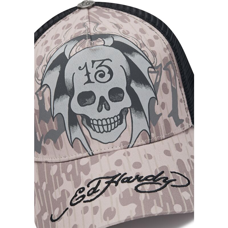 lippikset-kaareva-rekka-harmaa-snapback-13-skull-ed-hardy