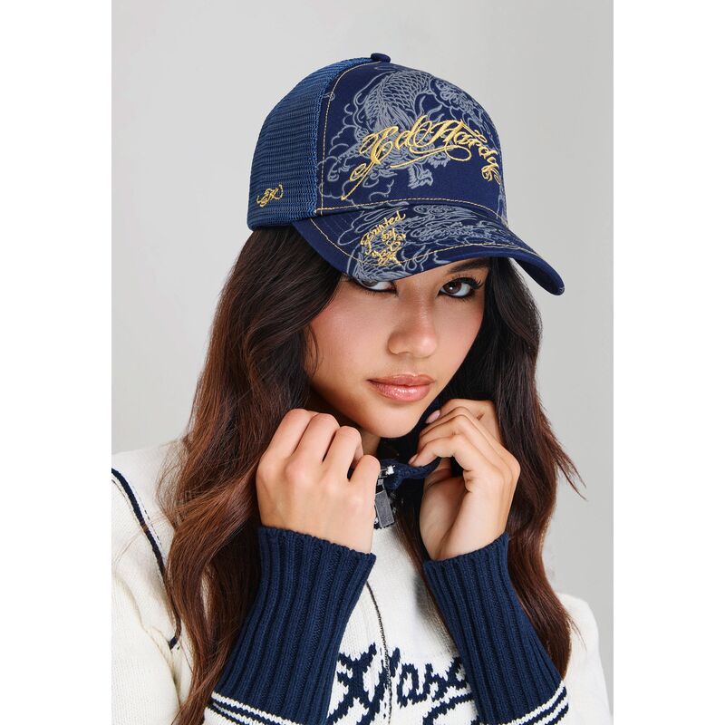 lippikset-kaareva-rekka-laivastonsininen-snapback-outline-dragons-ed-hardy
