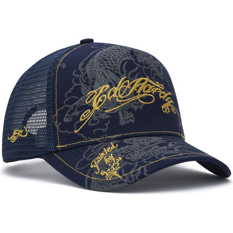 lippikset-kaareva-rekka-laivastonsininen-snapback-outline-dragons-ed-hardy