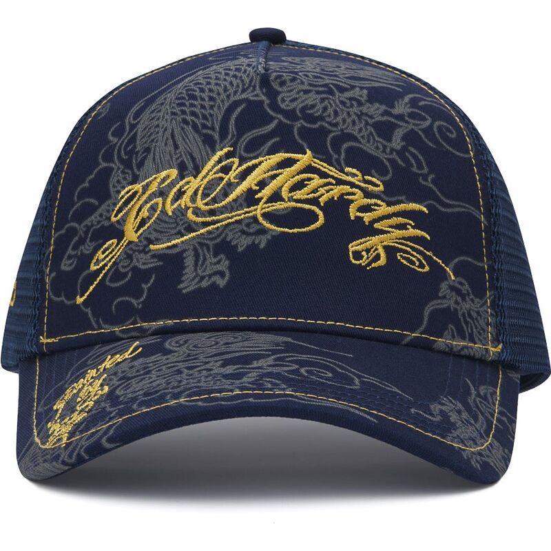 lippikset-kaareva-rekka-laivastonsininen-snapback-outline-dragons-ed-hardy