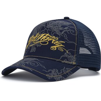 Lippikset kaareva rekka laivastonsininen snapback Outline Dragons Ed Hardy