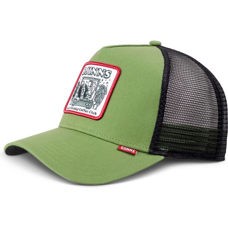 lippikset-kaareva-rekka-vihrea-snapback-hft-lscc-record-coffee-djinns