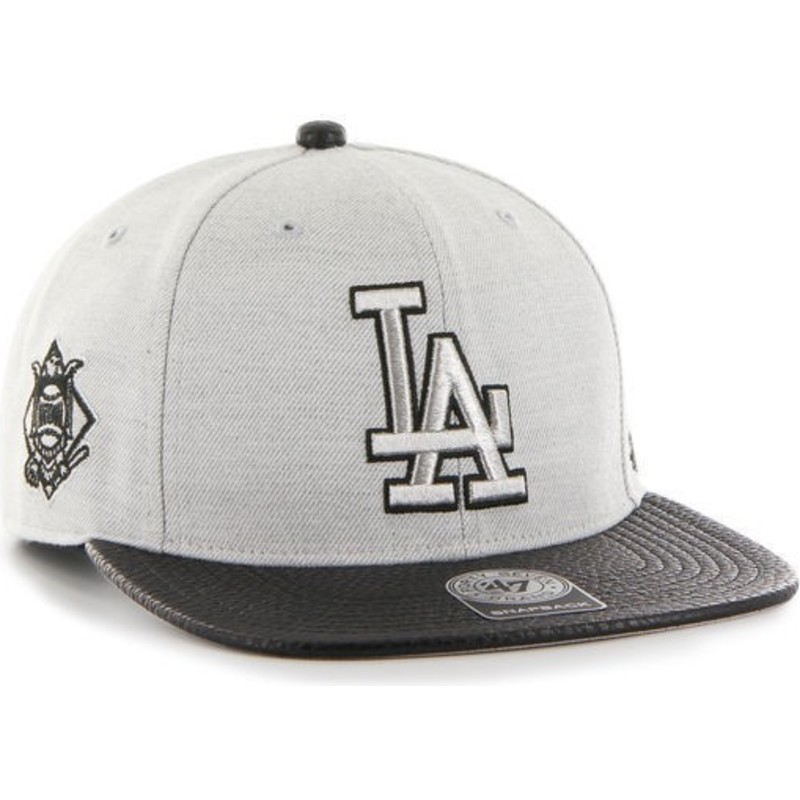 47-brand-flat-brim-side-logo-mlb-los-angeles-dodgers-smooth-grey-snapback-cap